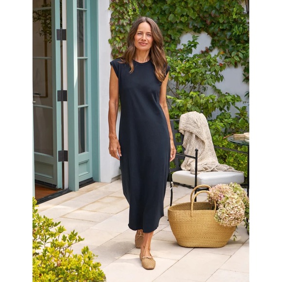 Frank & Eileen Dresses & Skirts - Frank & Eileen Cory Vintage Muscle Tee Maxi Dress Womens L Black Raw Hem Cotton